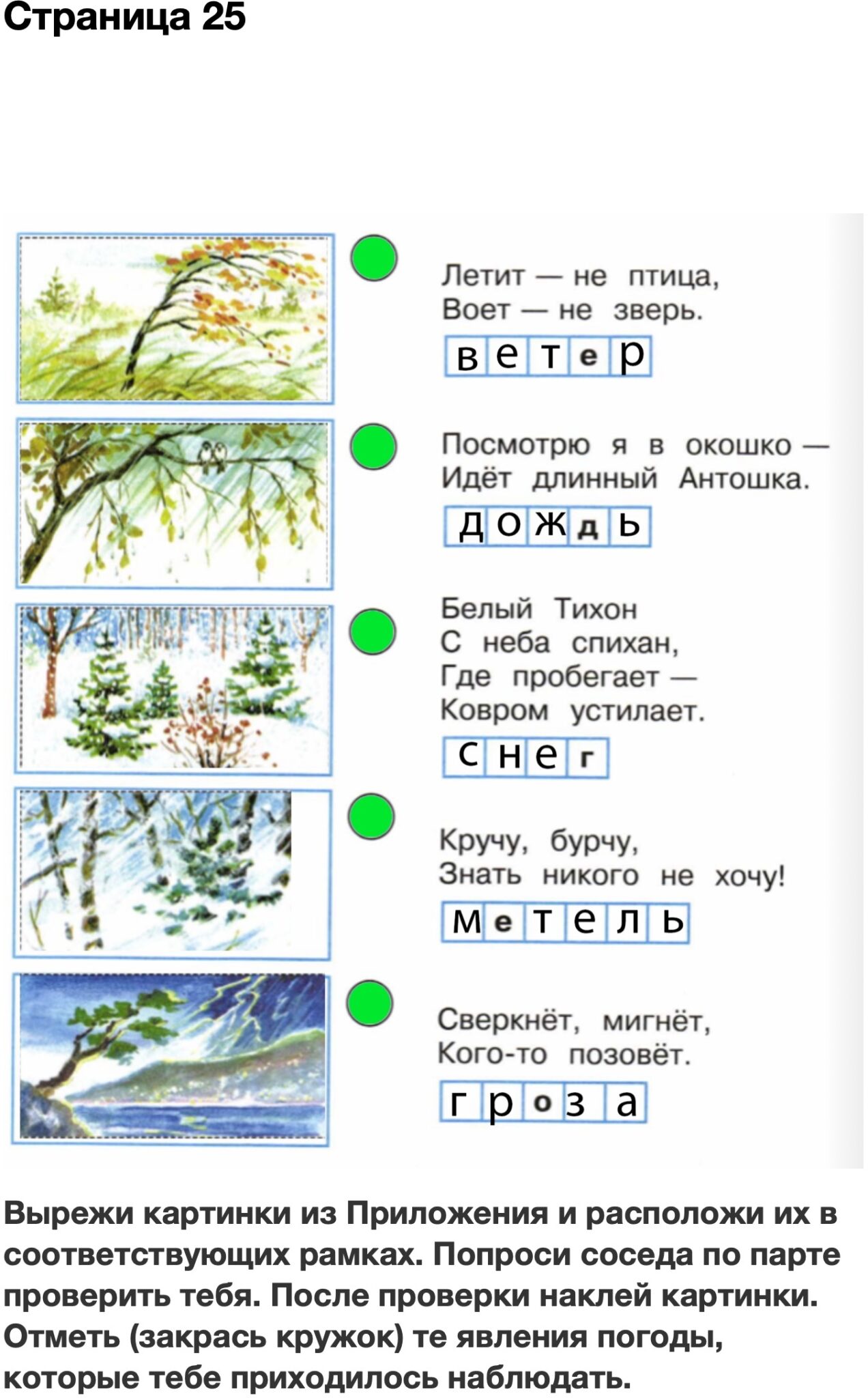 План рассказа 2 класс о погодных явлениях