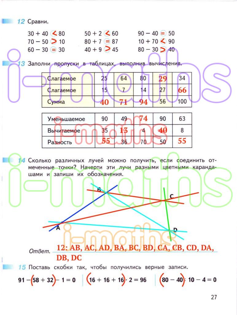 Ответ ГДЗ Страница 27 рабочая тетрадь математика Дорофеев Миракова Бука ...