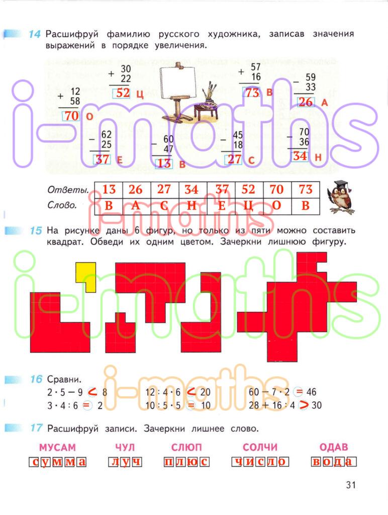 Ответ ГДЗ Страница 31 рабочая тетрадь математика Дорофеев Миракова Бука ...