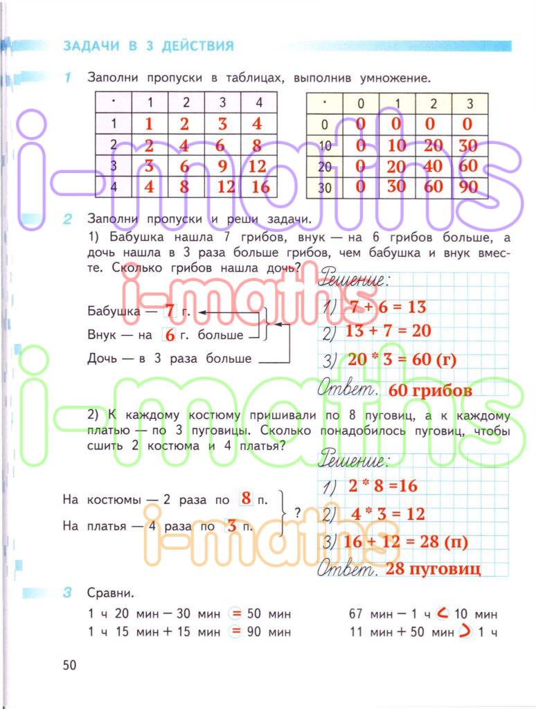 Ответ ГДЗ Страница 50 рабочая тетрадь математика Дорофеев Миракова Бука ...