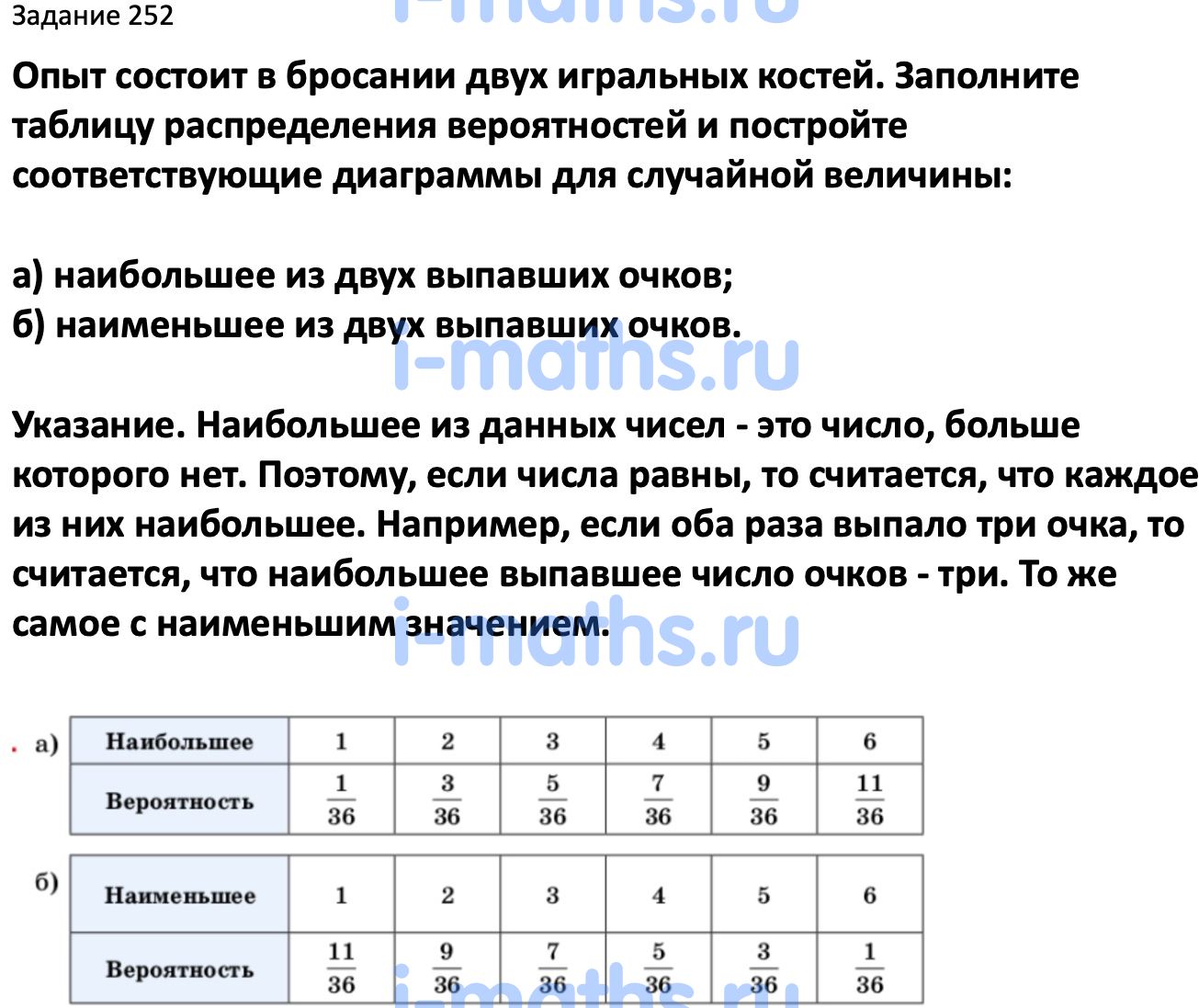 Ответ ГДЗ Номер 252 учебник по вероятности и статистике Высоцкий, Ященко  7-9 класс часть 2 онлайн решебник